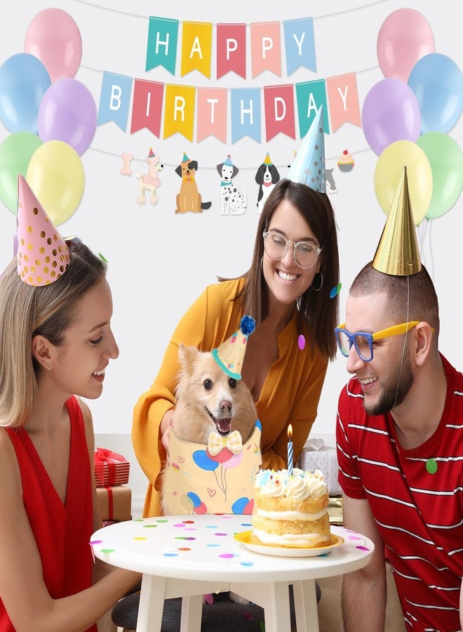 Oitnlaughter Dog Birthday Party Supplies Pastel Dog Birthday Bandana Set with Puppy Bandana Boy Girl Dogs Bday Hat Bow Tie Scarf Banner Balloons Bday Colorful Puppy Party Supplies for Dogs Pets Celebration Outfit - Image 5